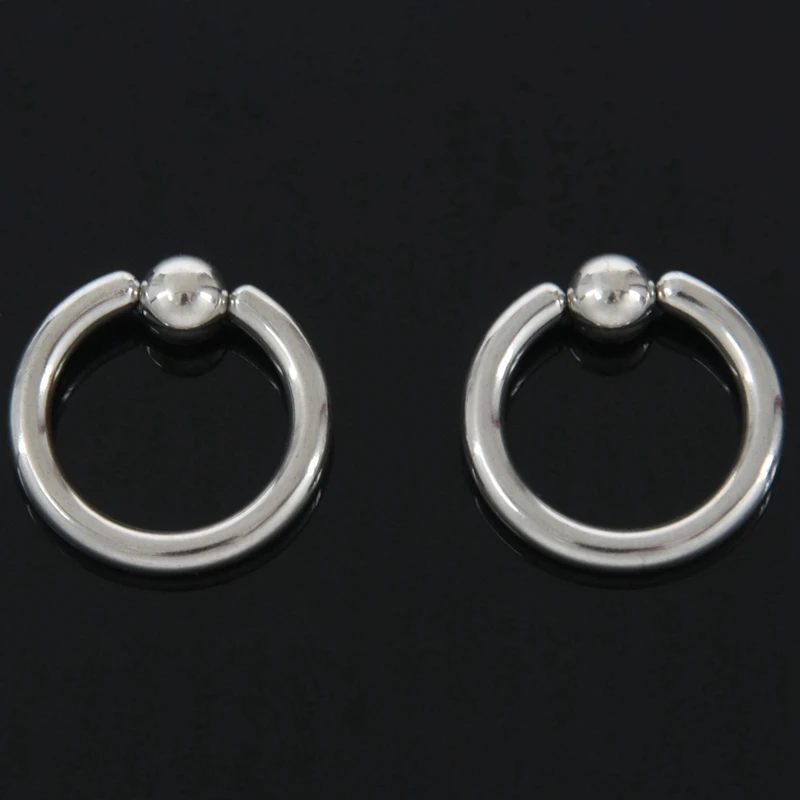 2 Pair Stainless Steel Captive Bead Ear Rings Hoop BCR Studs Piercing Jewelry Steel Color, 4G(5Mm)X16mm