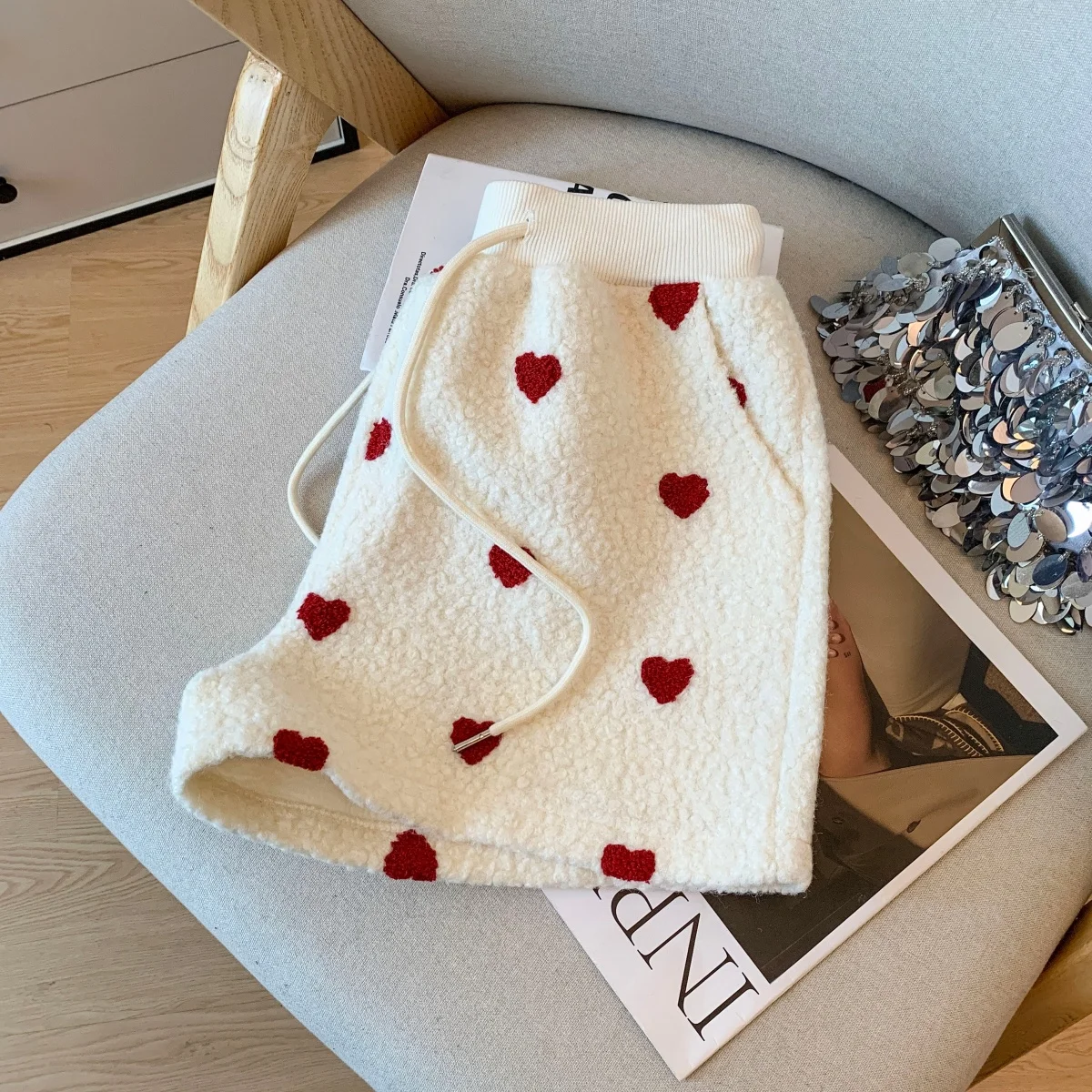 Women's Apricot Lamb Wool Shorts Vintage 2000s Y2k Gyaru High Waist A-Line Shorts Hot Pants Shorts Spring Autumn 2026 Clothes