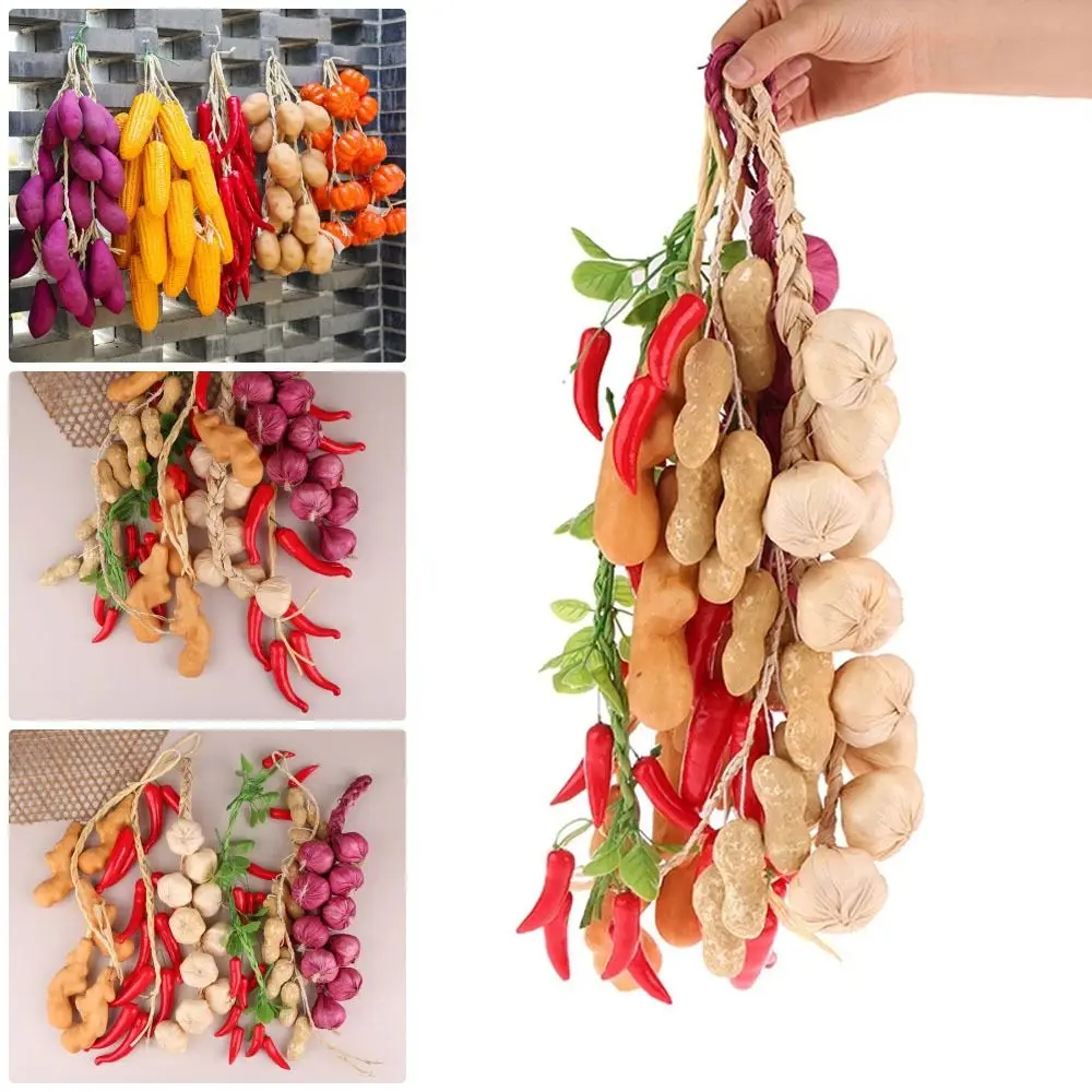 1Bunch Colorful Simulation Foam Vegetables Hanging Home Decor Kitchen Decoration Hanging Artificial String Photography Props
