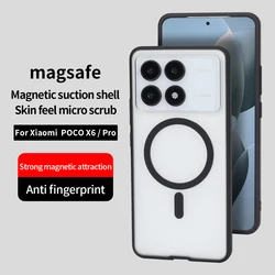 For Xiaomi POCO X6 Pro 5G Shockproof Back Cover Magnetic Luxury Matte  Clear Magnetic Armor Magsafe Case