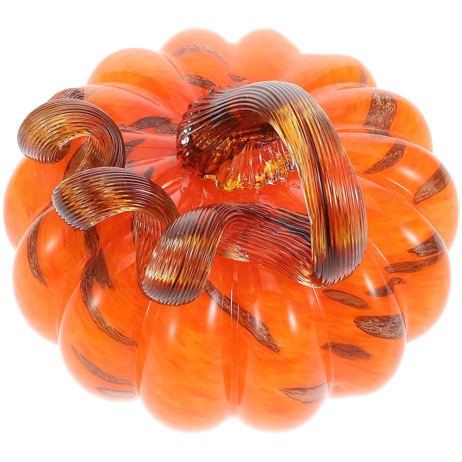 Unique Hand Blown Glass Pumpkin Ornament Spooky Yet Stylish Halloween Decor Rustic Fall Tabletop Centerpiece Decor