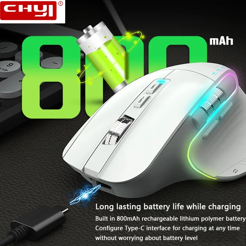 Multi-device Tri-mode Wireless Bluetooth Mouse 2.4G USB Mause 11 RGB Office Gaming Mouse Ergonomic Rechargeable For Laptop PC