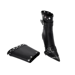 Women's New Two Wear European and American Sexy Nightclub Rivet Belt Buckle Large Pointed High long  Heel Short Boots