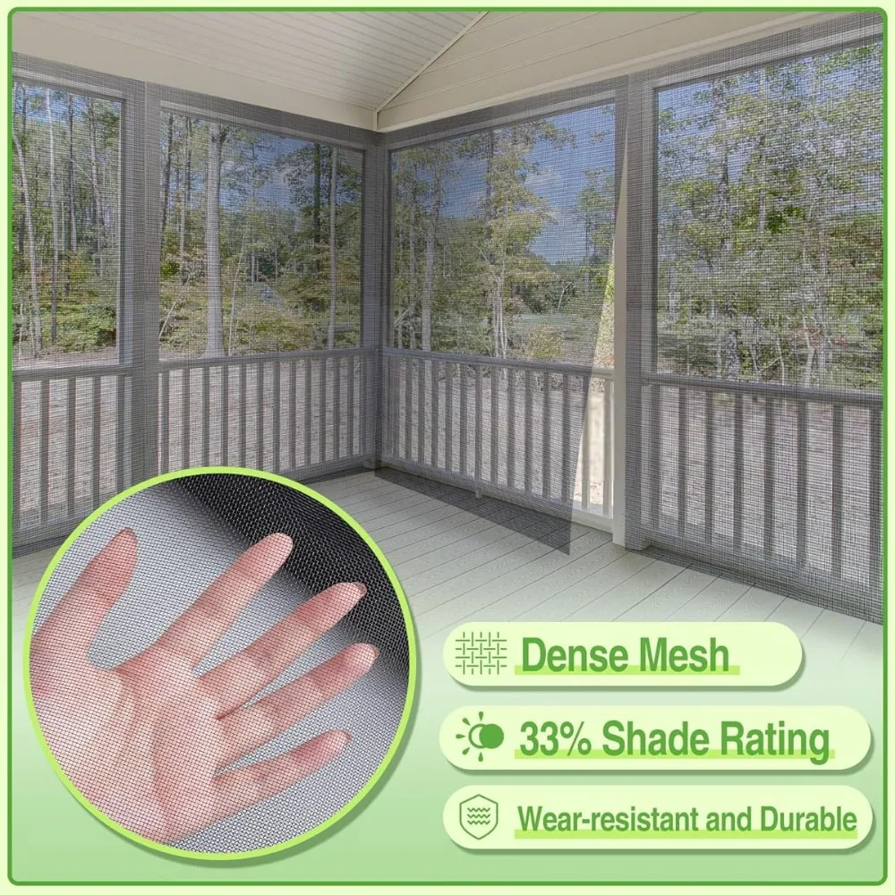 Filet de protection Nano PP 10*33ft, taux d'ombrage 33%, maille ultra fine, résistant aux déchirures, respirant, transparent, anti-moustiques et anti-parasites, toile d'ombrage découpable DIY pour patio, balcon, terrasse, fenêtre, protection extérieure estivale