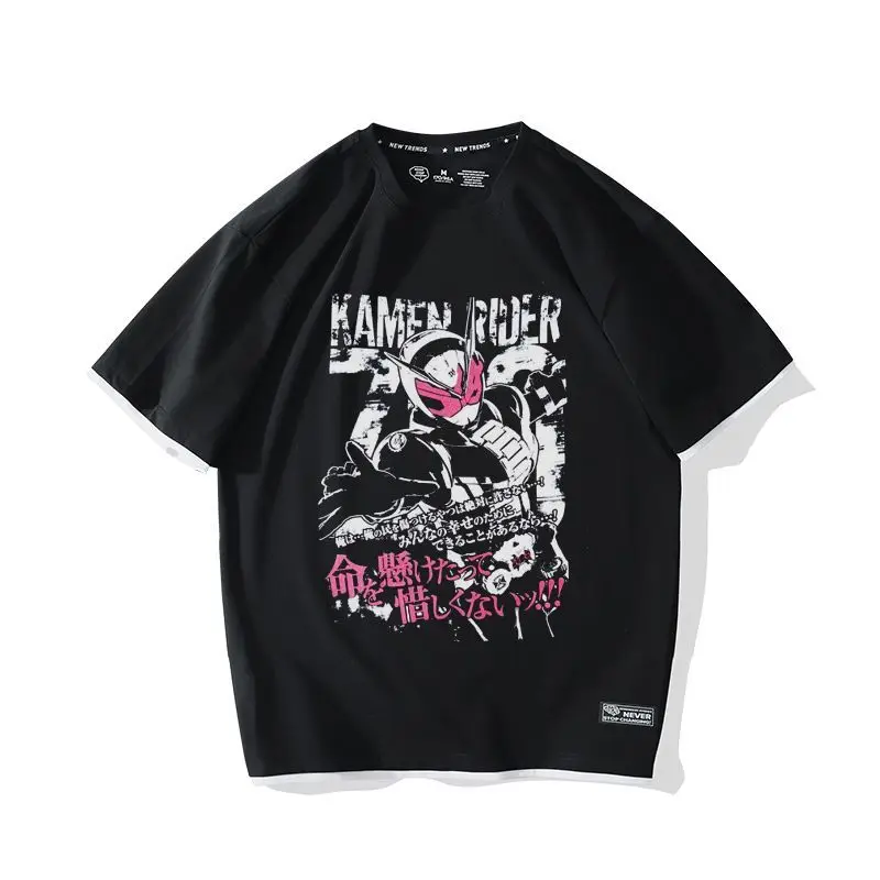 Camiseta con gráfico de Anime Newtrons, ropa de calle de verano 2025, camisa extragrande de algodón negro con estampado de Robot y cómic