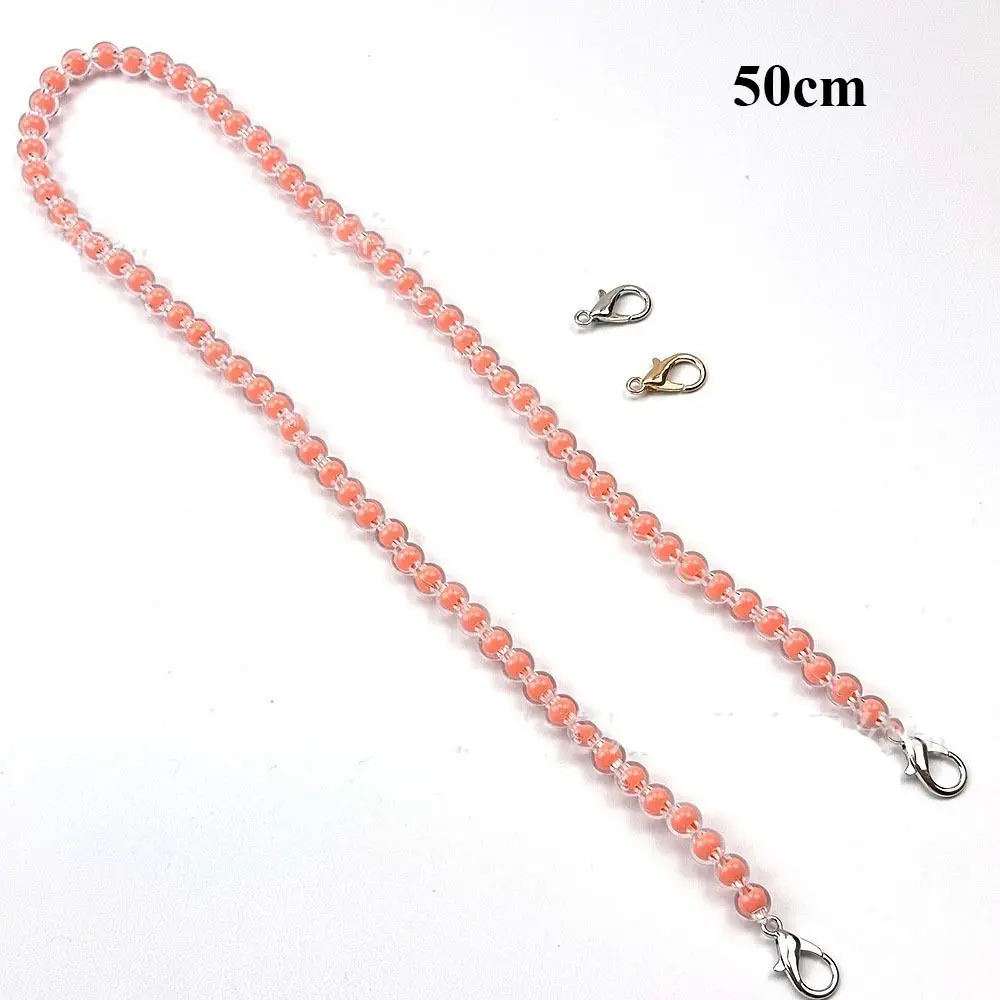 High Quality 8mm Diameter Bead String Strap 10~100cm Handbag Handles Long Beaded Chain DIY Bags Accessories