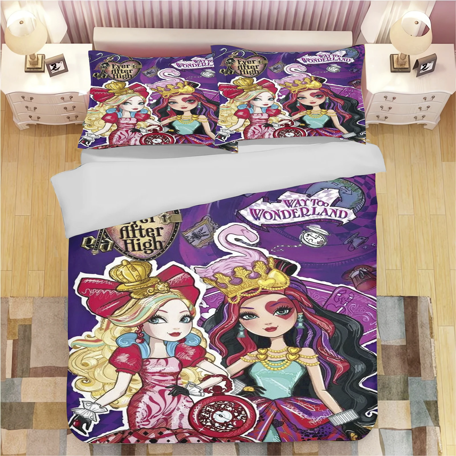 Cartoon Elf Girl Printed Bedding 2/3 Piece Ever After High Duvet Cover Set Style For Children Adult Bedroom Home Decor Perfect