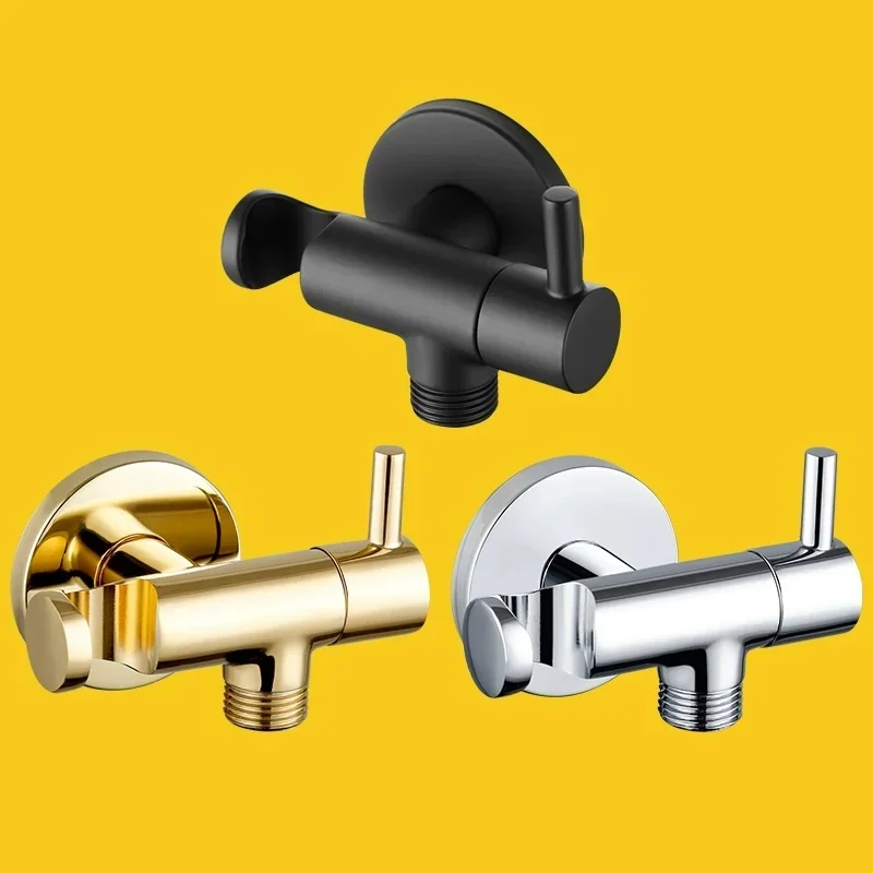 

59# Brass gold multifunctional triangle valve, thickened waterproof bathroom, one in one out single control switch angle valve