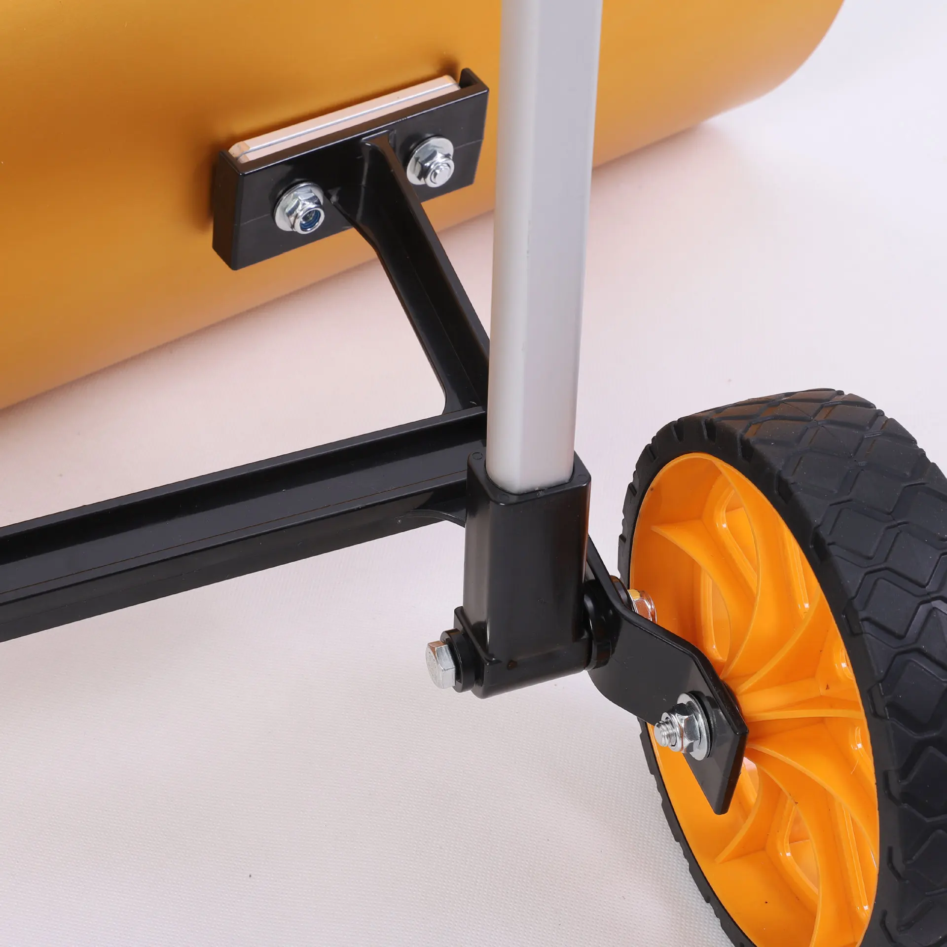 Wheeled aluminum snow shovel, a compact snow shovel suitable for sidewalks, driveways, and decks