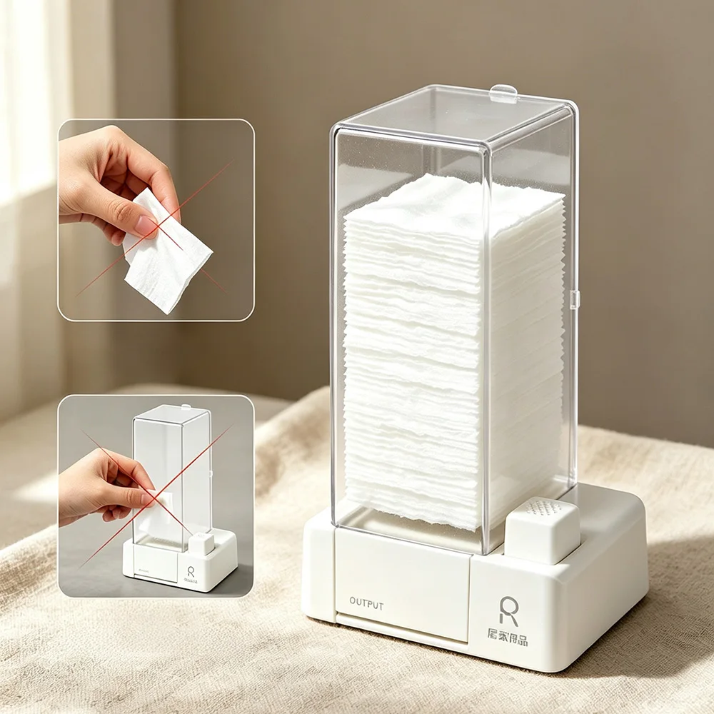 Automatic Organizer Nail Pad Holder Nail Art Cotton Clean Paper Storage Box 17cm White Floral Manicure Tools Display Shelf