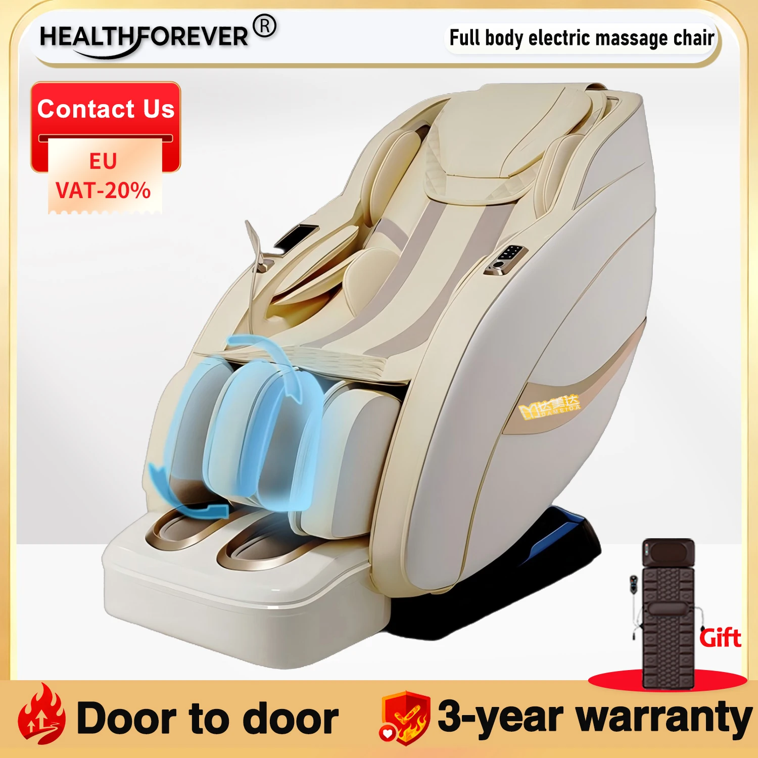 

Массажное кресло для всего тела 2025 года, шиацу, разминание тепла, двухъядерный, 4D, SL-трек, нулевая гравитация, Bluetooth, тайское растягивающее офисное кресло