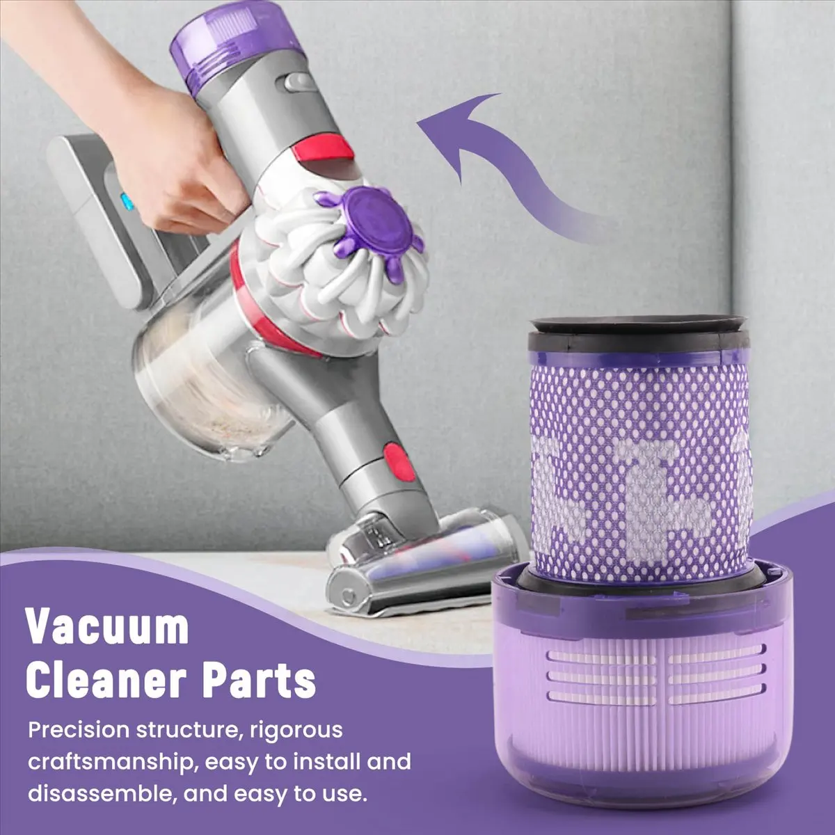 [N88R] 1Pcs Washable Hepa Filter for V12 Detect Slim Absolute Total Clean Vacuum Cleaner Replacement Parts Accessories