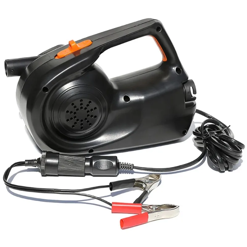 12V Car Battery Clamp 100W Inflatable Pump Electric Air Pump For Inflatable Boat Swimming Pool Bed Mattress 500L/MIN HT-316