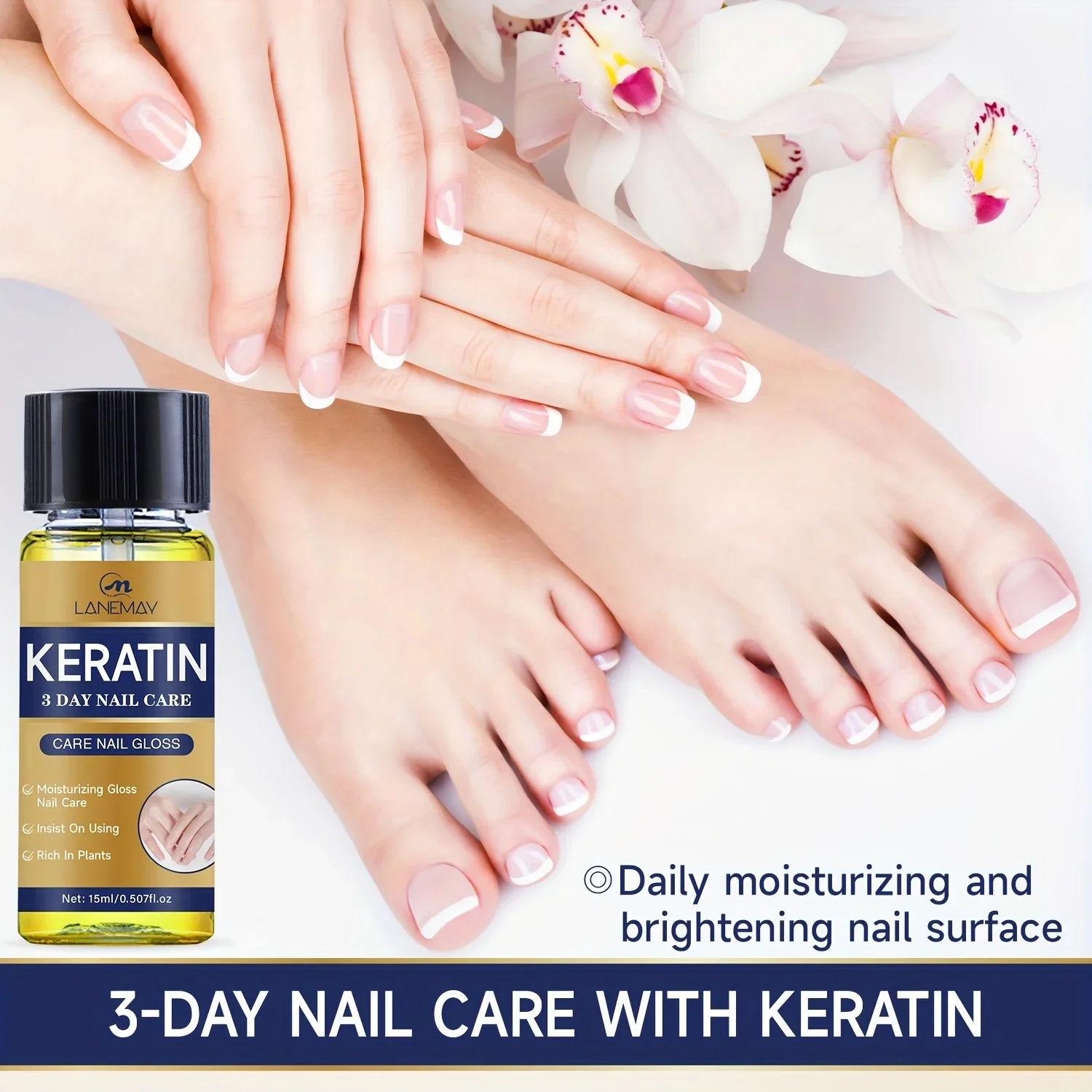 Keratin Nail Care Oil - Rich in Plants, Strengthens Damaged Nails, Softens and Moisturizes Nails and Cuticles, Prevents Cracking