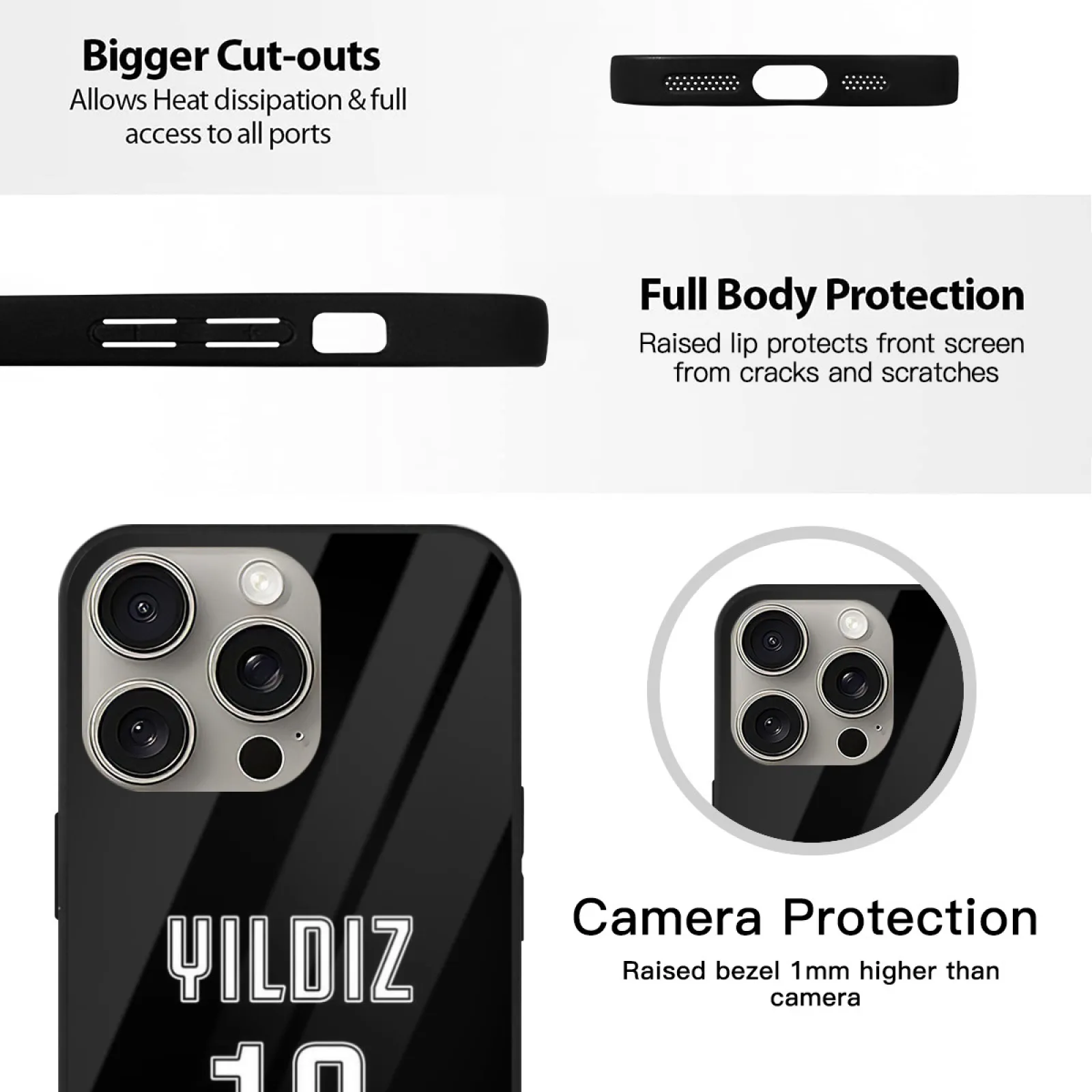 Kenan Yildiz 10 غطاء من الزجاج المقسى لهاتف آيفون 16 13 14 15 Pro Max 11 12 7 8 Plus غطاء إيطاليا لكرة القدم كالسيو