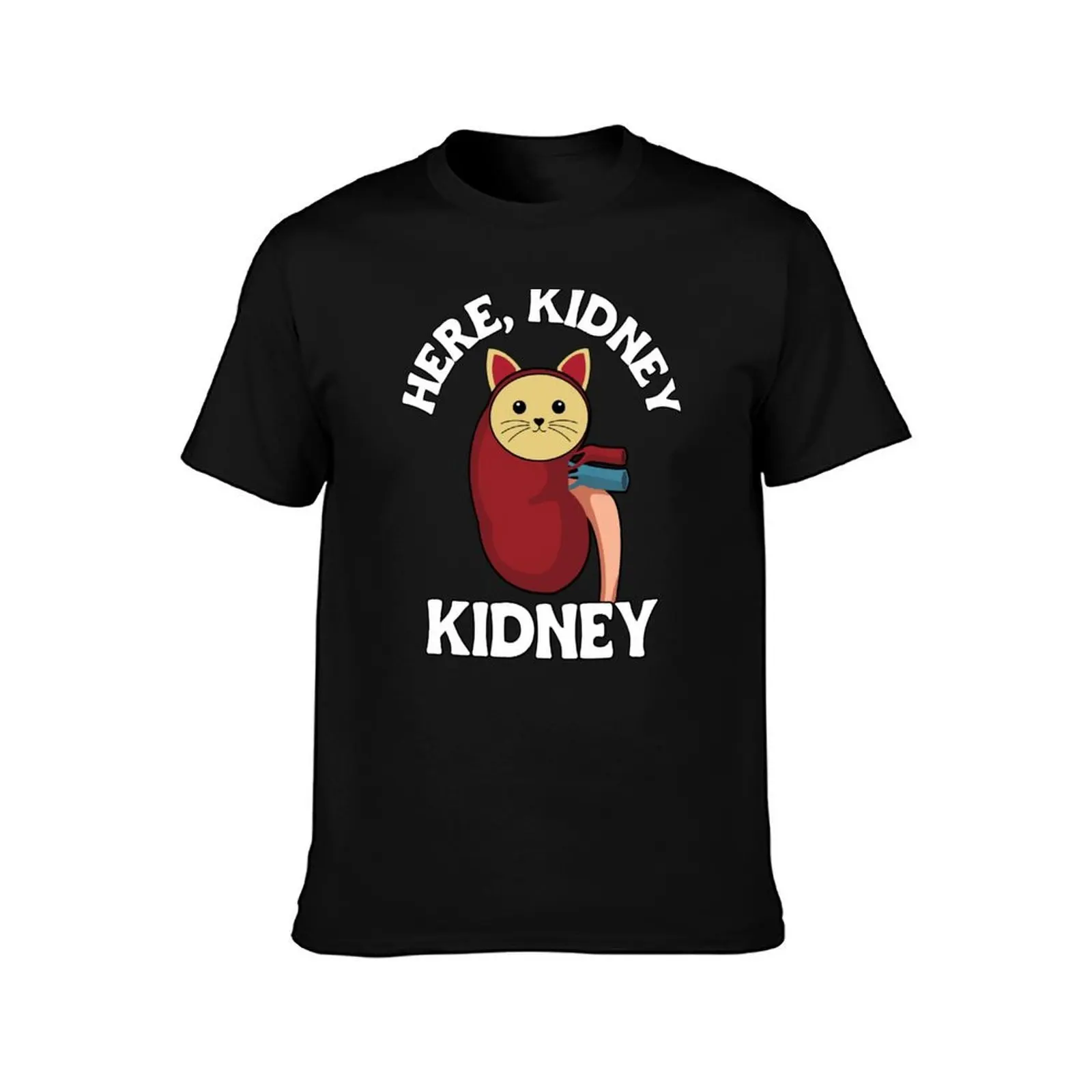 Funny Kidney Donor Or Transplant Here Kidney Kidney Cat Pun Kidney Cancer Awareness T-Shirt Summer Casual Cotton Tee