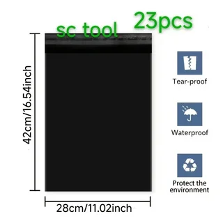 23Pcs Black PE Poly Mailers Envelopes, Small & Medium Self-Seal Shipping Bags 17×30cm & 28×42cm for Craft Packaging, Commercial