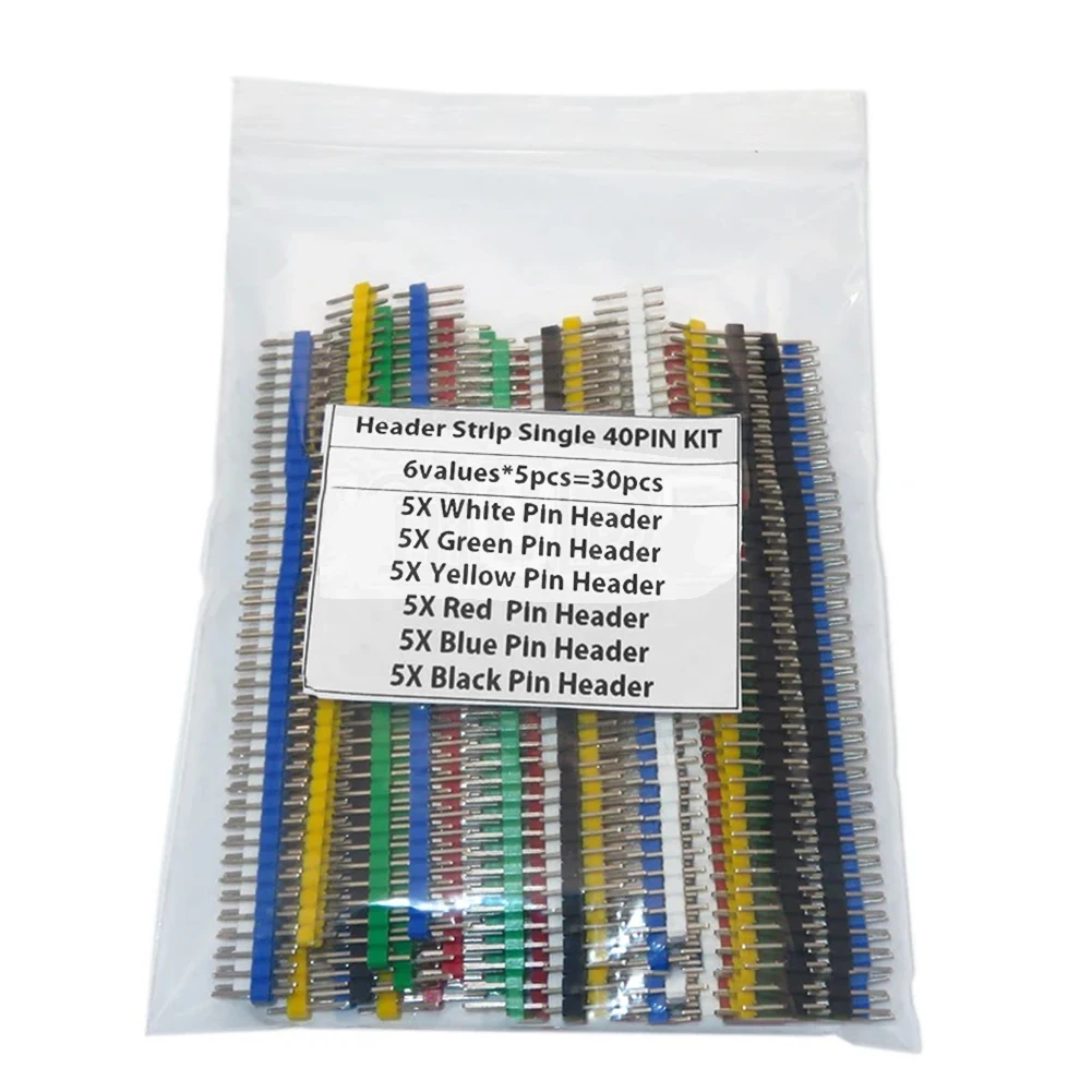 Single Row Male Header Connector Copper 30*110*20 Mm Breakable Pin Header 2.54mm For Arduino 30pcs Connector Kit