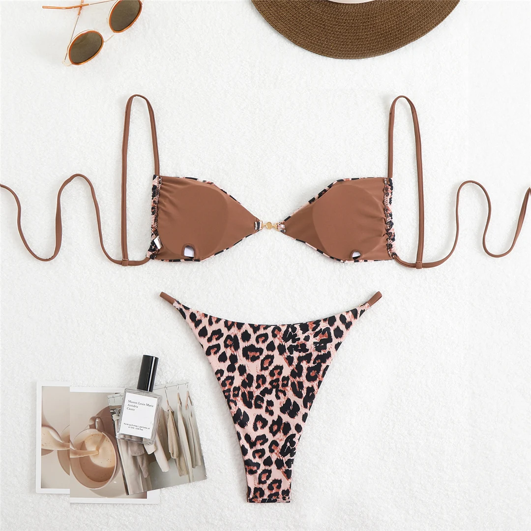 7 Farben Leoparden-Blumenmuster Bikini Damen Bademode Zweiteiliger Bikini Badeanzug Badebekleidung V6420 – Detail 15
