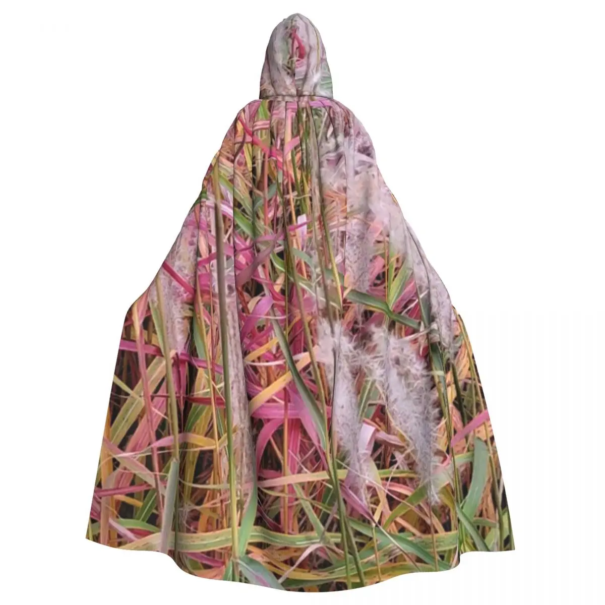 Fall Flame Grass Long Hooded Cloak Witch Medieval Costume Cosplay Cape HalloweenParty Adult Unisex