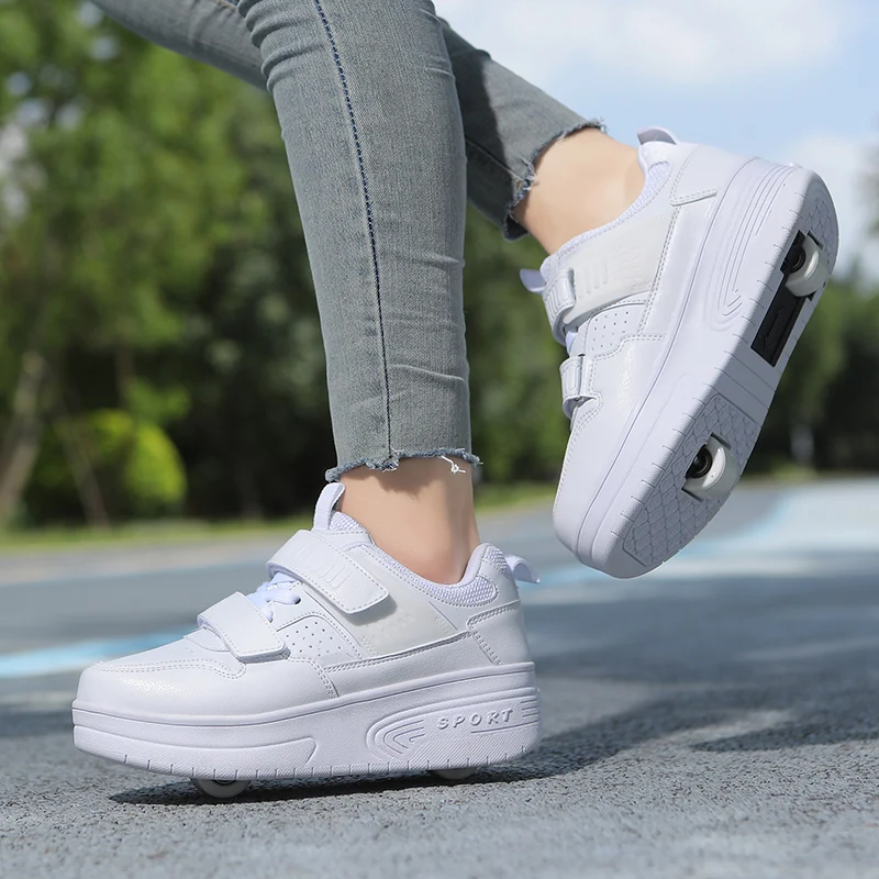 New Roller Skate Shoes for Men Women Children Double Wheel Riding Shoes Transformable Adult Sneakers Sport and Entertainment