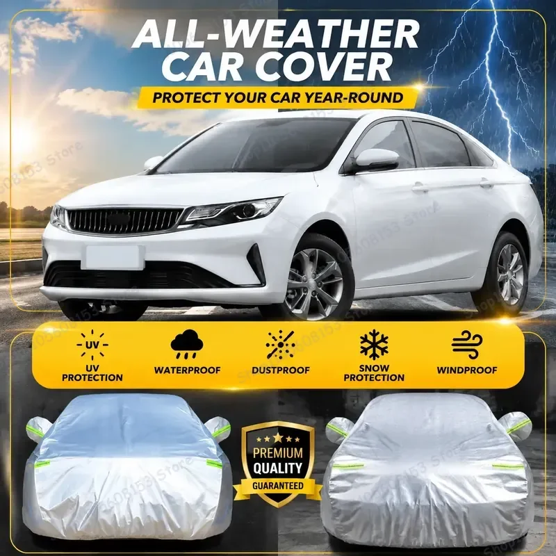 Car Cover for Geely Emgrand GLUP Full Coverage Outdoor Waterproof UV Sun Shade Heat Insulation Dust Proof Wind Resistant Auto