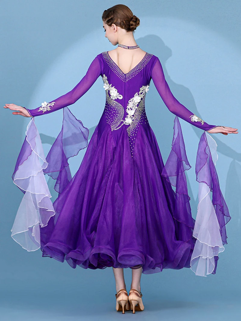 Standard Ballroom Dance Dress for Women Haute Couture Competition Dresses Adult Flamenco Waltz Tango Dancing Skirt