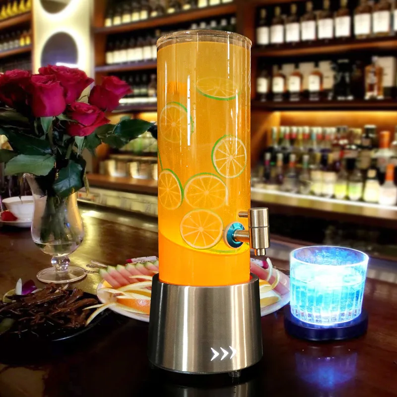 2L 3L  LED Beer Tower Beverage Dispenser LED Juice Wine Ice Bucket Light Rechargeable Glowing Drink Cooler Container