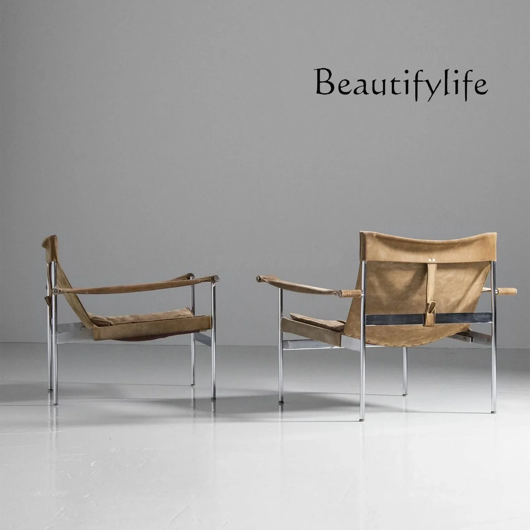 

K Nordic light luxury designer stainless steel fabric sofa chair living room hotel homestay leisure chair single sofa chair