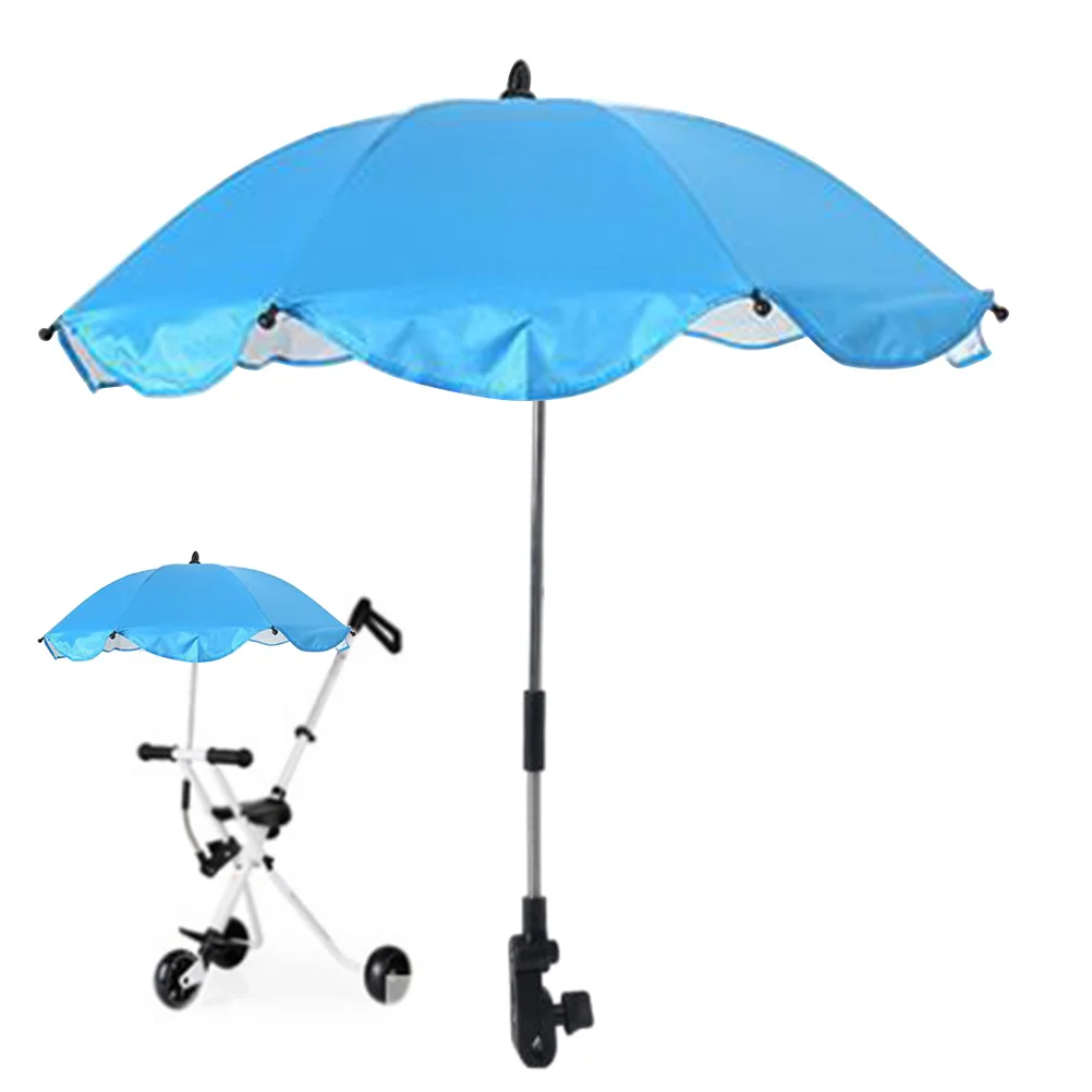 

Baby Stroller Umbrella Light Blue Stretchable Pram Adjustable Clamp Flexible Joint Sun Protection Uv Cover Pushchair Rain Guard