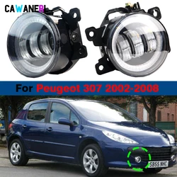 1 Pair Car 30W H11 LED Fog Light Daytime Running Lamp Angel Eye DRL 6000LM For Peugeot 307 2002 2003 2004 2005 2006 2007 2008