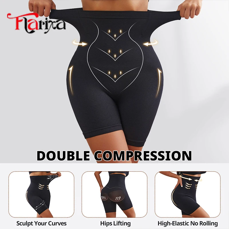 Flarixa Women Seamless Faja Shapewear Shorts Bottom Super High Waist Tummy Control Panty Girdle Hips Lifting Thighs Slimming