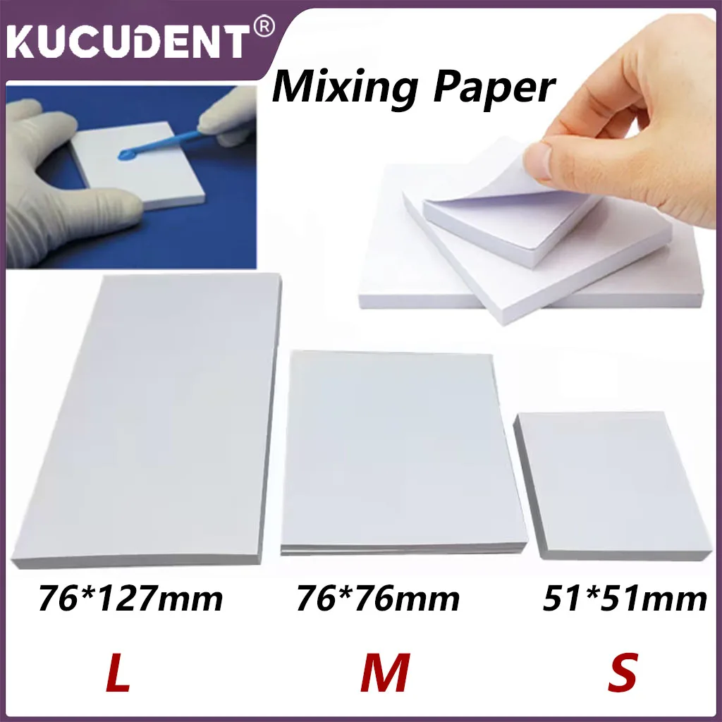 Kucuduent 50 folhas/pacote descartável papel de mistura dental cimento em pó almofada mista s/m/l branco espessamento laboratório odontológico consumível