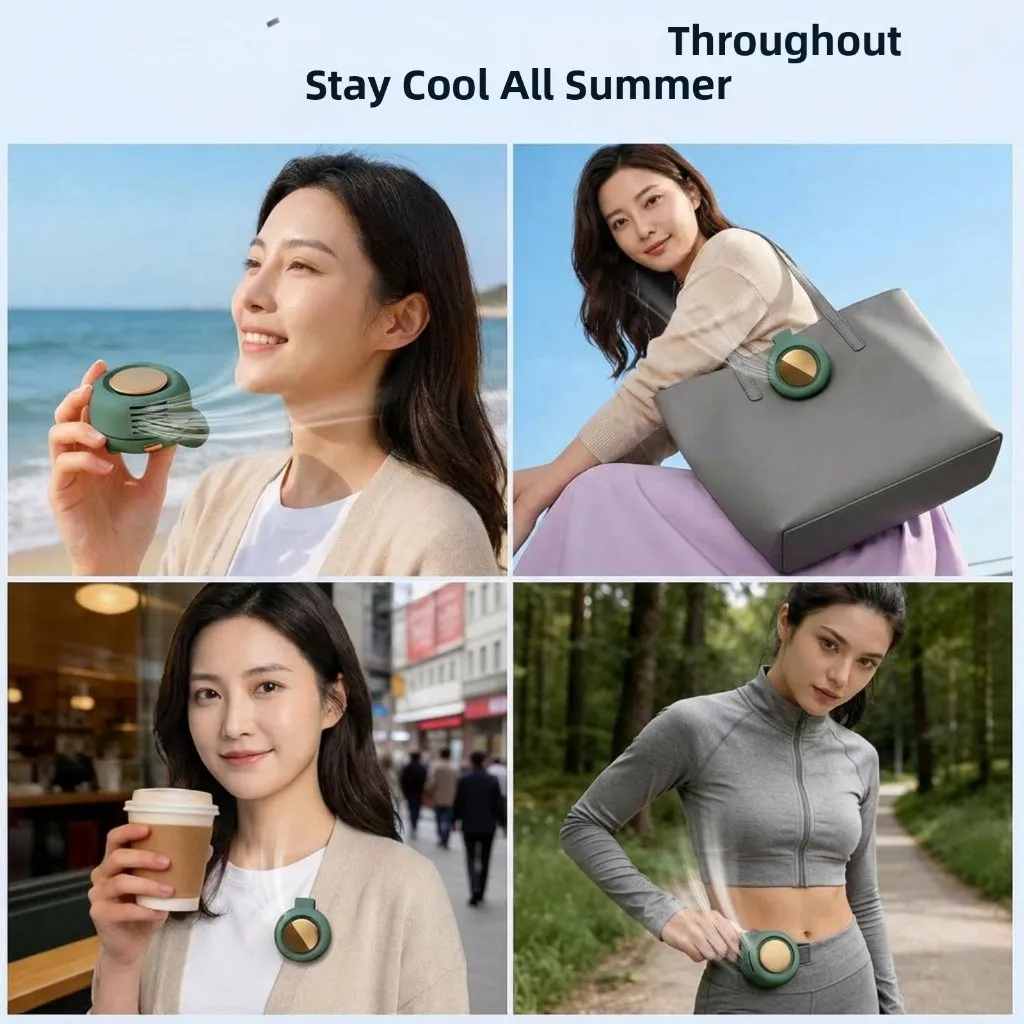 MF019 Mini Whirlwind Portable Snap On Charging Fan Waist Clip Mini Whirlwind Fan 3-Speed Handsfree Silent Strong Wind