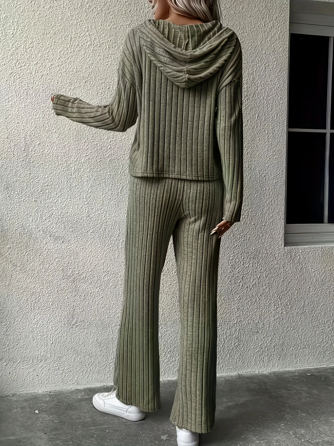 

Женский однотонный элегантный повседневный костюм с длинными брюками на шнурке, слегка эластичный