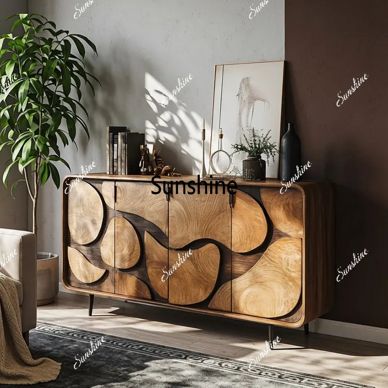 Retro style solid wood shoe cabinet, entrance cabinet, decorative locker