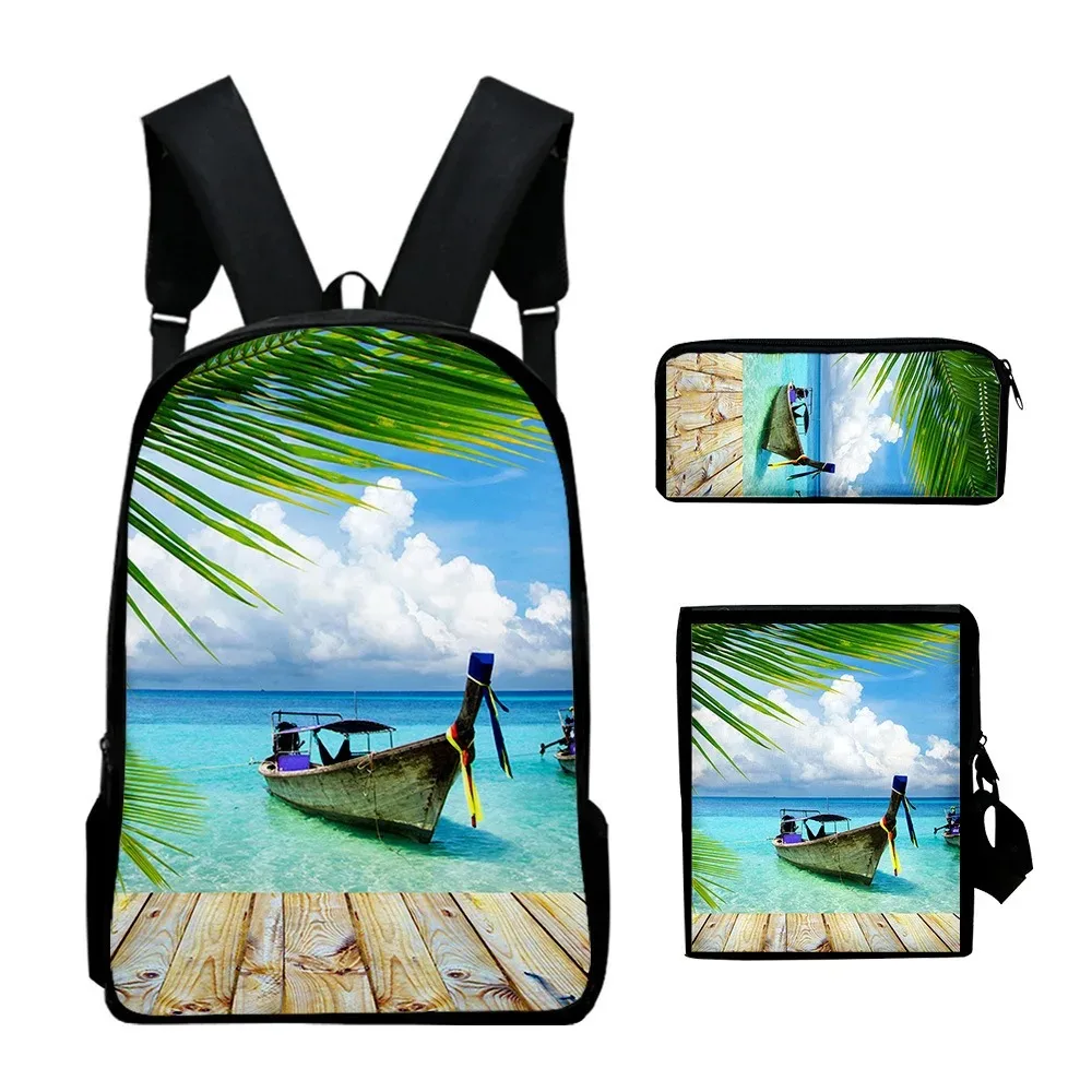 

Backpack with 3d printing for laptop,3pcs/set,harajuku,summer,seaside scenery,laptop,backpack,shoulder bag,case