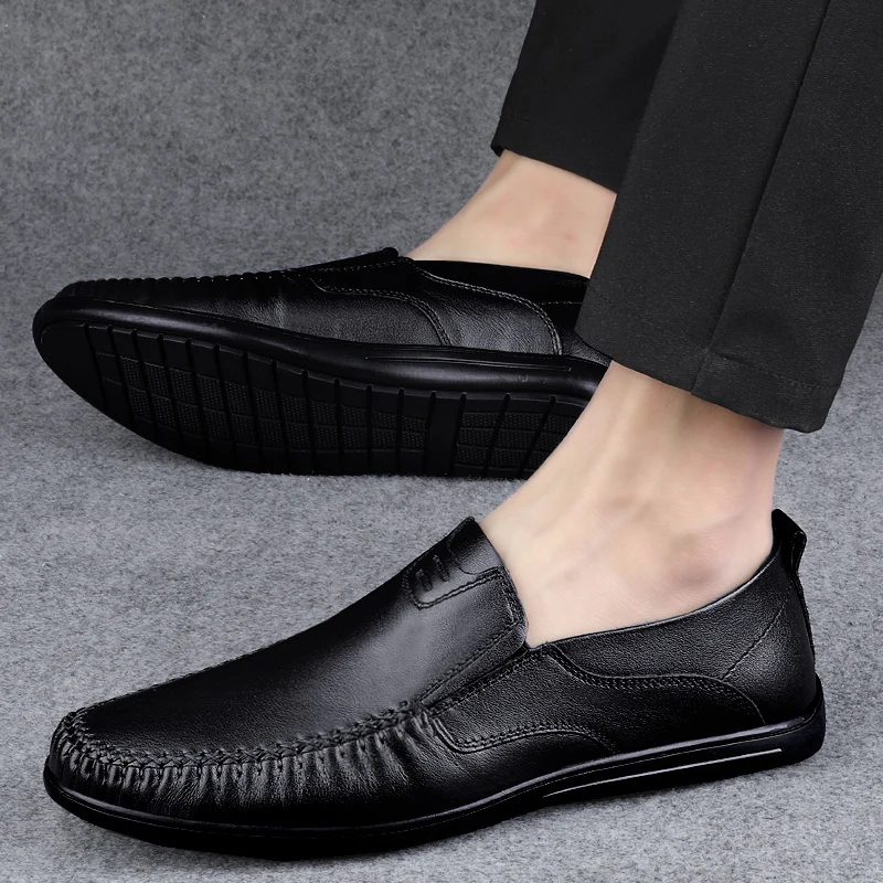 

Genuine Leather Men Loafers Slip On Casual Leather Shoes For Men Super Soft Driving Footwear Sapato Social Masculino