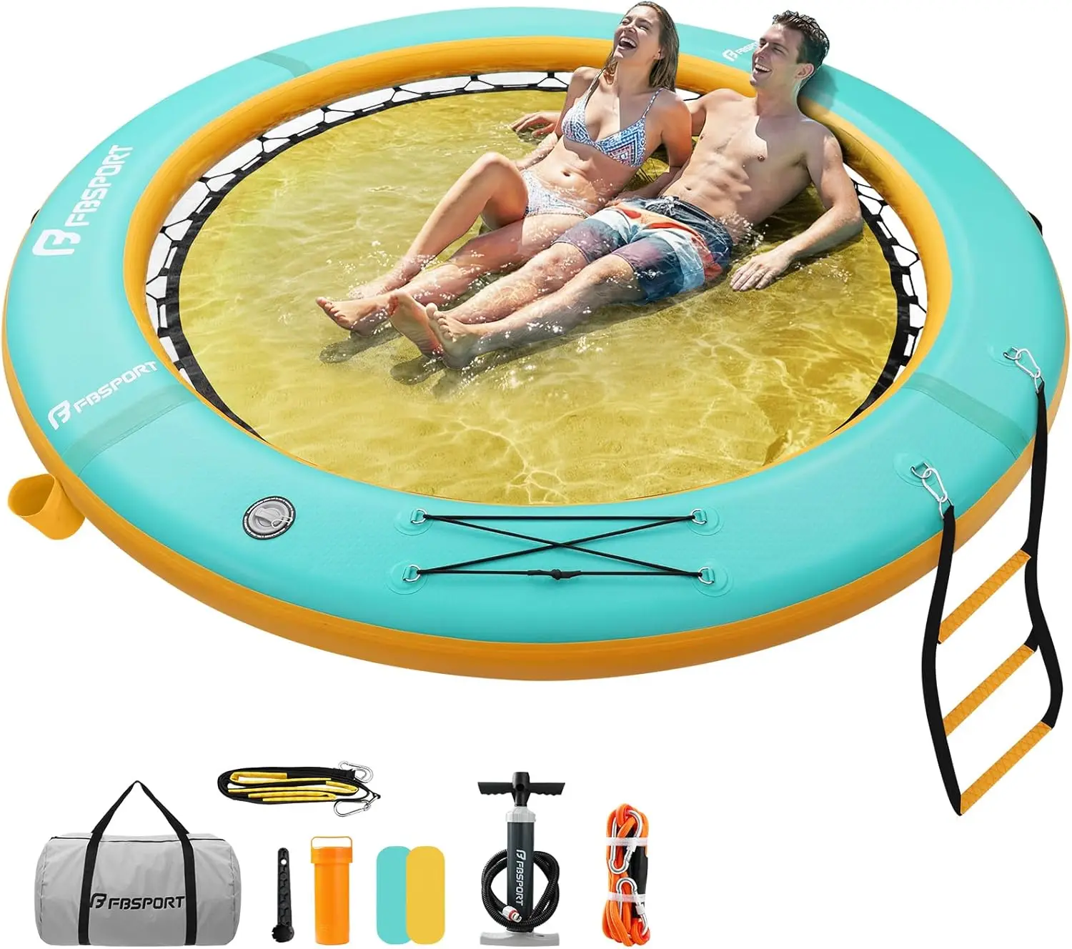 Round Inflatable Floating Ring Water Hammock, 10/8/6ft Dock Platform for Lake with Cupholder, Sun Float Lounge Raft, Tanning Pool Island Pad