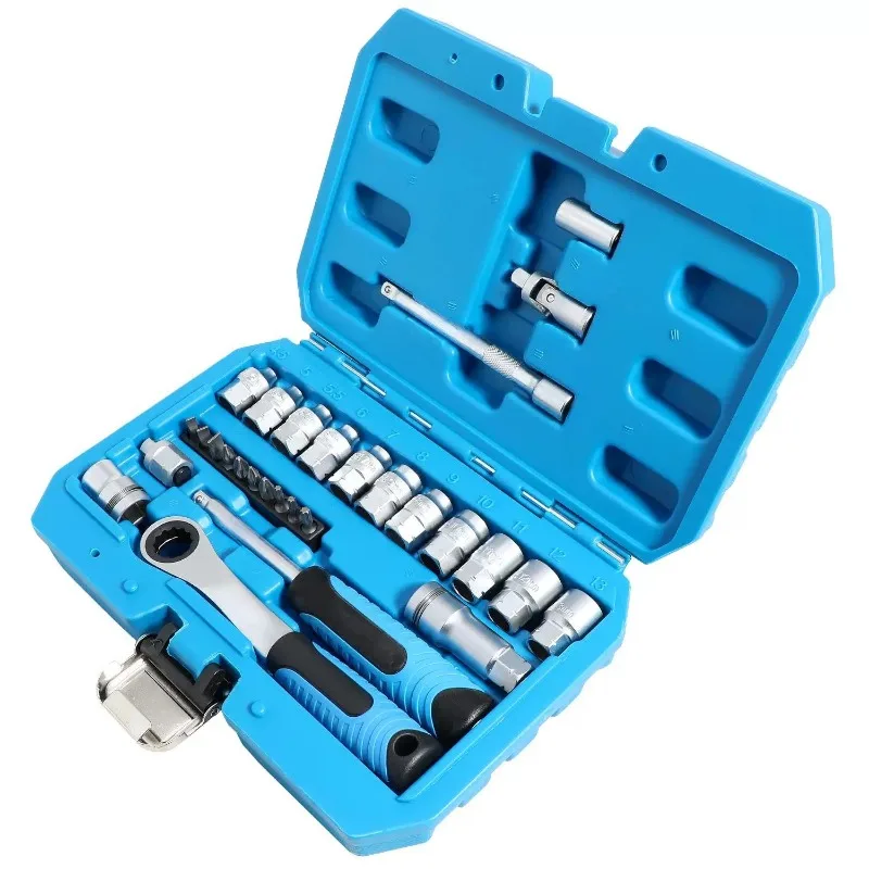 for 12 Point Socket Set with Ratchet Wrench Bi Directional Swivel Deep Impact Sockets  Screw Removal