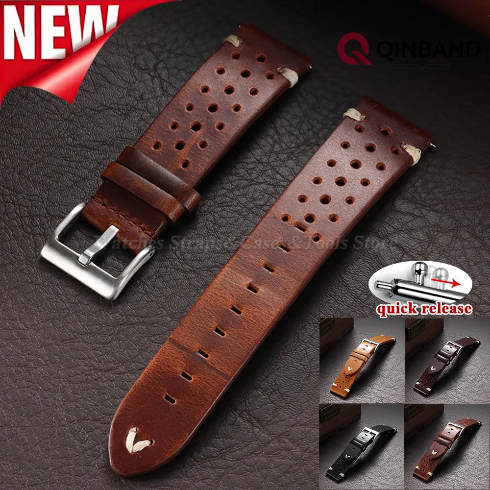 Atmungsaktives Ölwachs-Uhrenarmband aus Rindsleder 20mm 22mm für Samsung Galaxy Watch 7/6/5/4 für Smartwatch-Armband Echtes Leder Handgelenksband – Detail 2