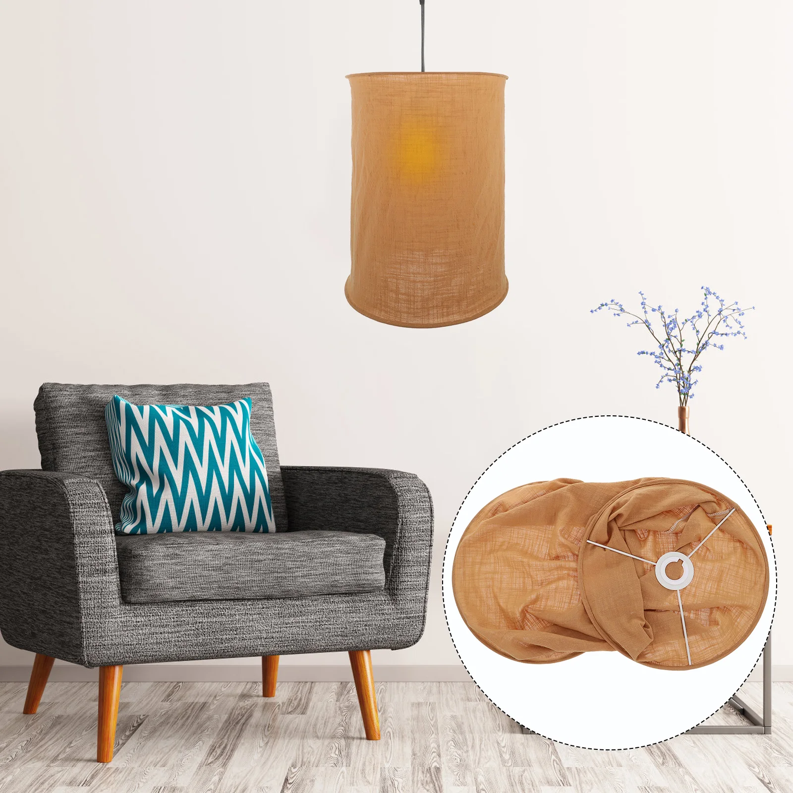

E27 Cloth Lampshade 34cm White Hanging Cover for Chandeliers Pendant Light Shade Home Decor Dust Protection Extend Lamp Life