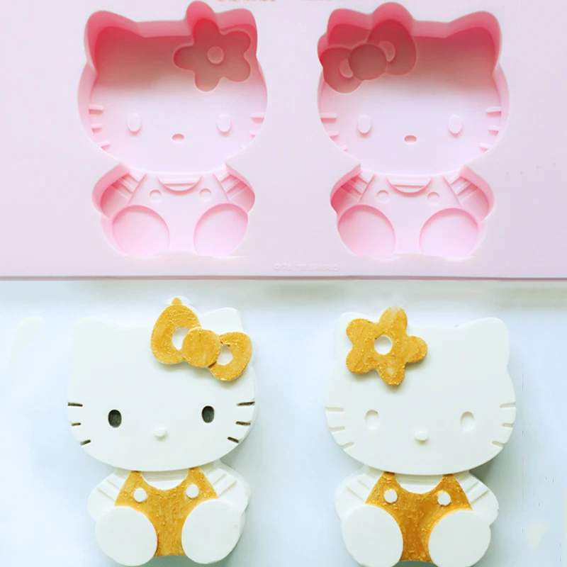 

Sanrio Kawaii Hello Kitty Silicone Ice Cream Molds Anime Cartoon Fashion Exquisite Durable Homemade Popsicle Mold Set with Lid