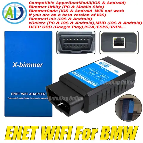 BMW ICOM F/G 시리즈용 OBD2 어댑터 ENET WiFi, BimmerCode, Bootmod3, xDelete, MHD OBD2 ENET WIFI용 OBD2 이더넷 코딩 커넥터