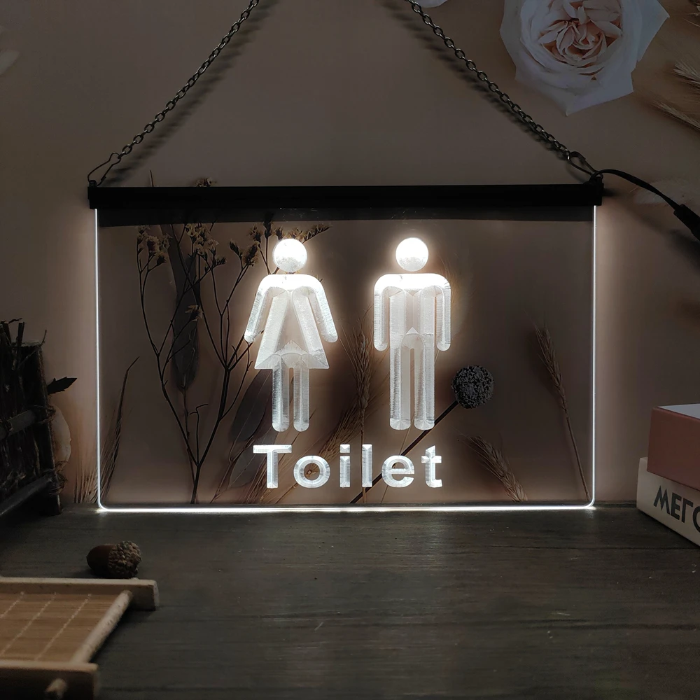 Unisex Men Women Male Female Toilet Restroom Washroom-3D Carving LED Neon Sign Home Decor Wall Wedding Creative Bedroom Desk