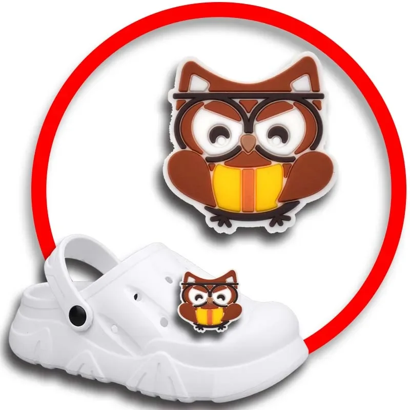 Dijes de zapatos de búho de colores para Crocs, sandalias, alfileres de zuecos, decoraciones de zapatos, accesorios para hombres, insignias para niños