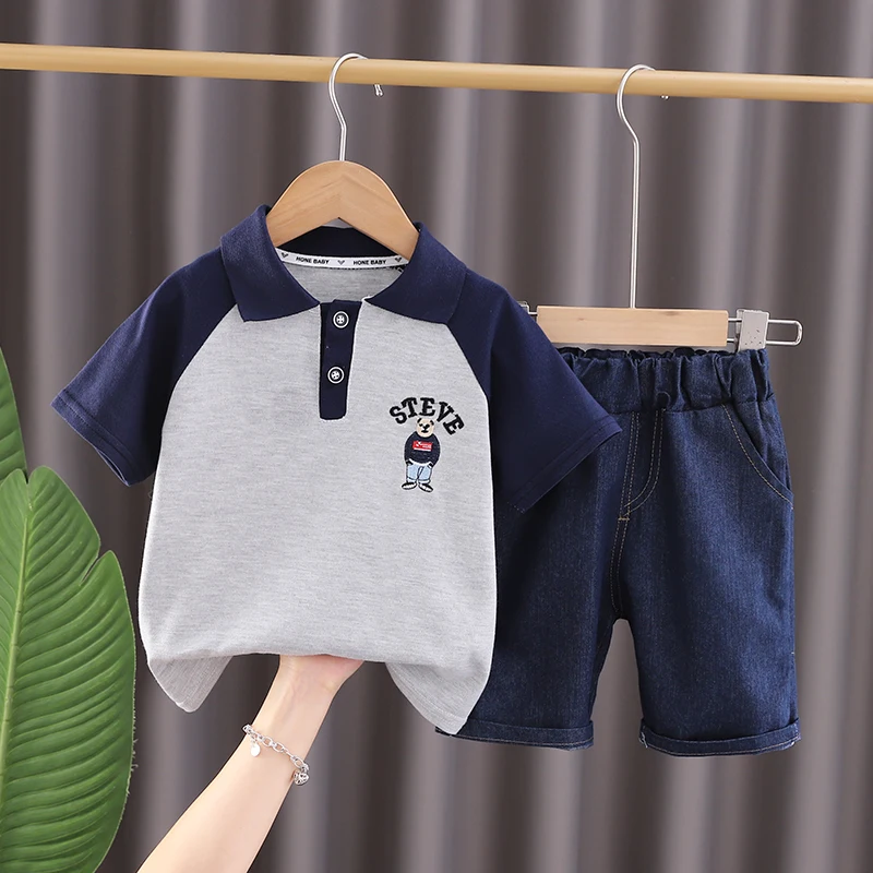 Baby boys polo T-shirt clothes suits Fashion summer children's girls short sleeve clothing sets Handsome trend