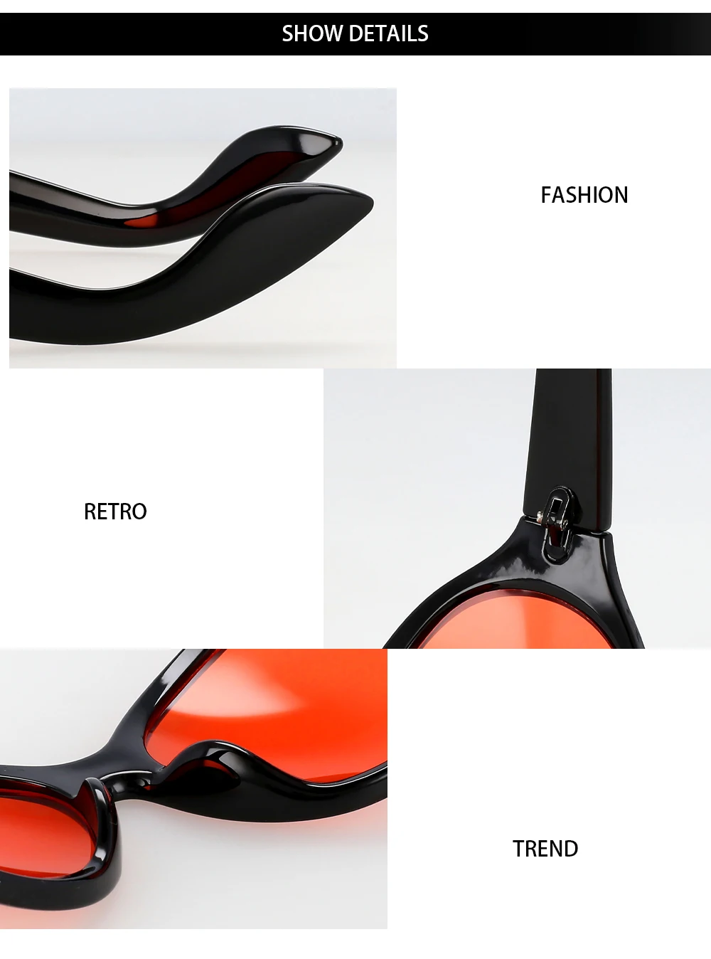 55806 Übergroße Luxus-Herren-Sonnenbrille, die Sonnenbrille für Männer und Frauen fahren, Markendesigner, männlich, Vintage, schwarz, ovale Sonnenbrille – Detail 5