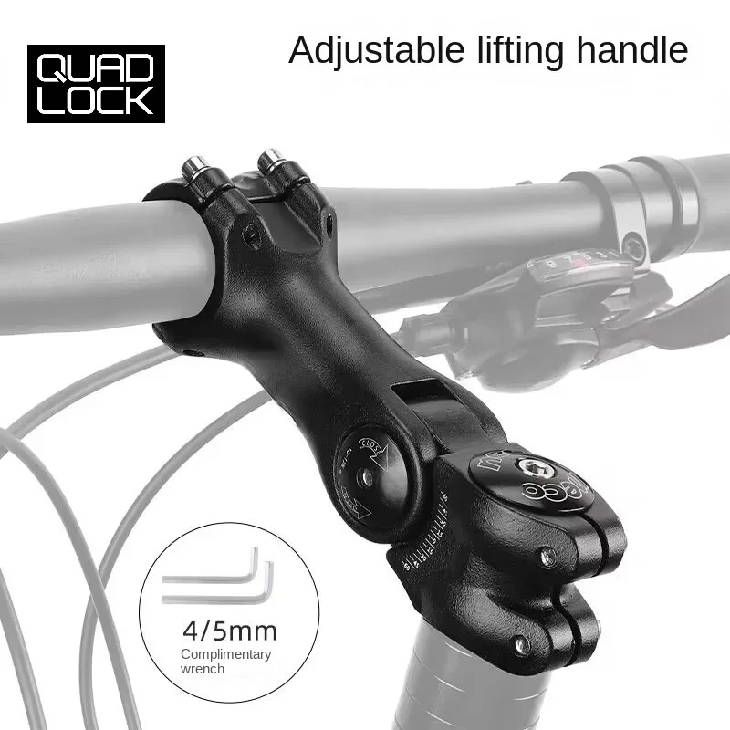 

QUAD LOCK Adjustable Bicycle Handlebar Stem Variable 60 Degree Angle Aluminum Alloy Bike Handlebar Riser Road Bike