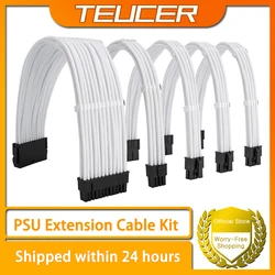 TEUCER PSU Extension Cable Kit Solid Color Cable Solid Combo 350mm ATX 24Pin PCI-E 8Pin CPU 8Pin With Combs